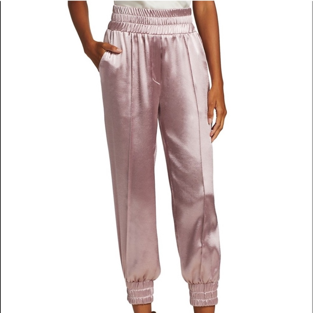 Cinq a Sept Kailey Satin Jogger Pants NWT size L in Blush Pink